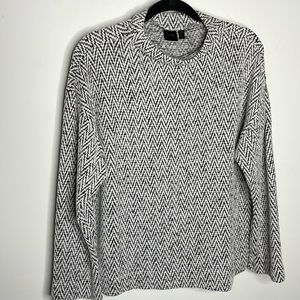 Rafaella Crew Neck Sweater White & Gray Sz XL